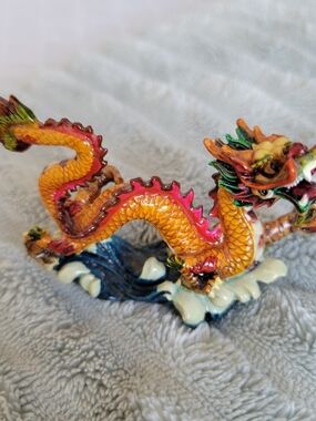 Decorative Yellow & Red Dragon Figurine - Home Accent